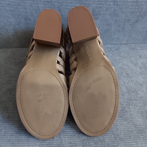 Indigo Rd. Women's Perky Perforated Zip Up Block Heel Sandals In Latte US Size 7 - Picture 7 of 9